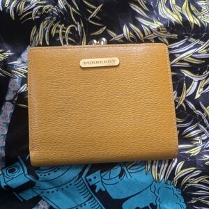 Burberry Mustard Yellow Leather Wallet With Kiss Lock